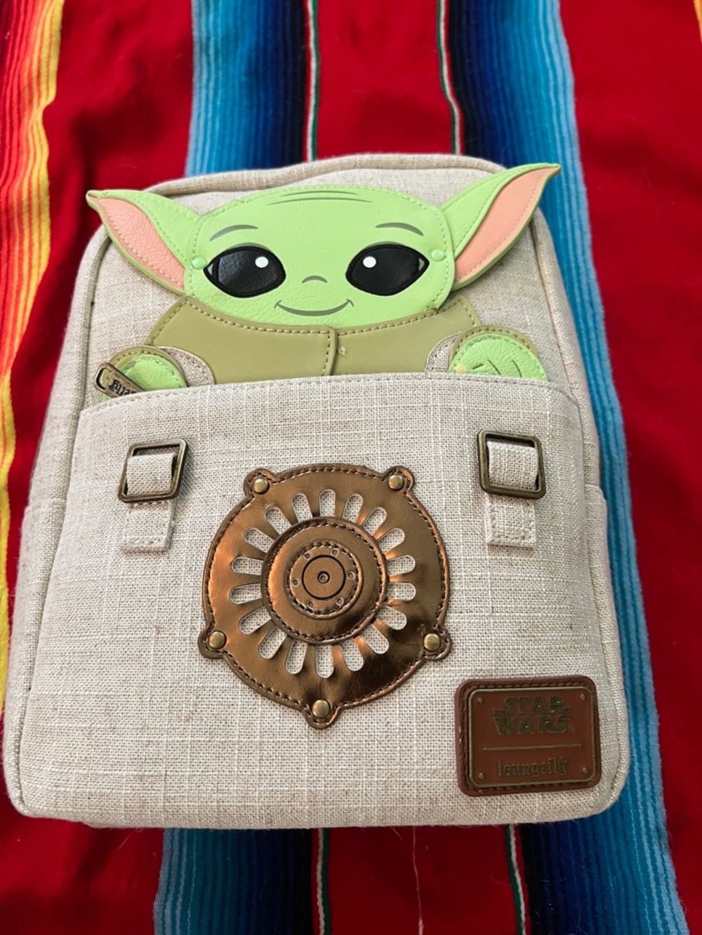 Loungefly Beige Star Wars The Child Kids backpack Bag with Green Accents